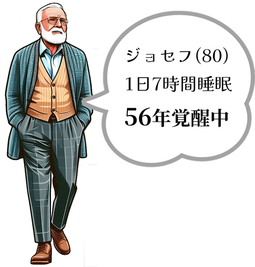 1日7時間睡眠の場合は56年覚醒